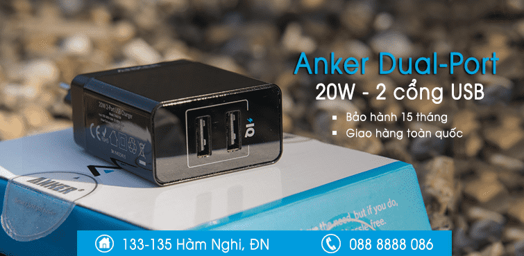 củ sạc anker Dual Port 20W 2 Cổng USB