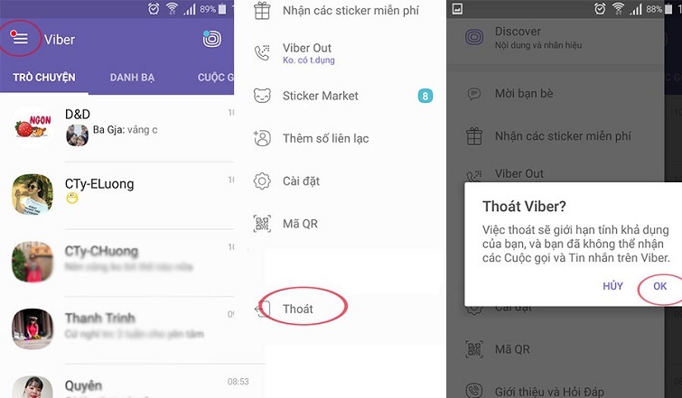 Đăng xuất Viber trên điện thoại Android