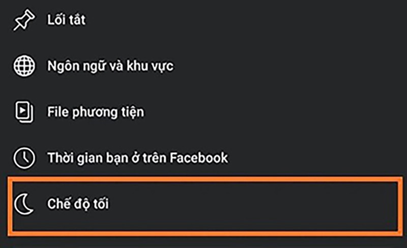 Chọn tính năng Chế độ tối