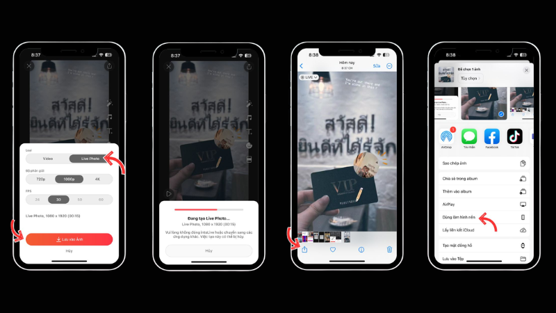 đặt hình nền iPhone nhờ  ứng dụng đổi video thành Live Photo