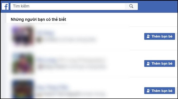 Giao diện gợi ý kết bạn sẽ được hiển thị