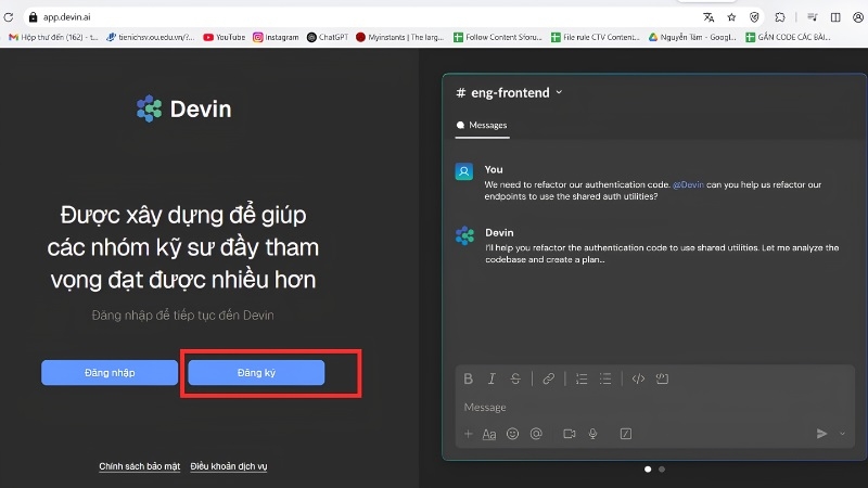 Đăng ký tài khoản Devin AI Đăng ký tài khoản Devin AI