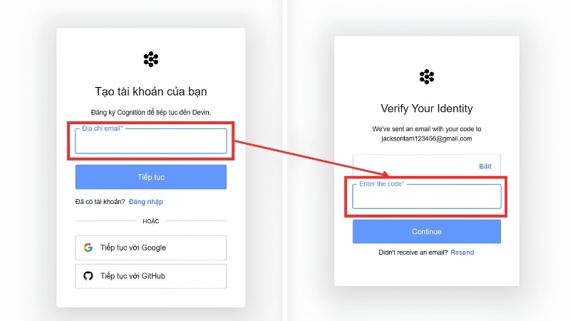 Nhập mã xác minh email Devin AI Nhập mã xác minh email Devin AI