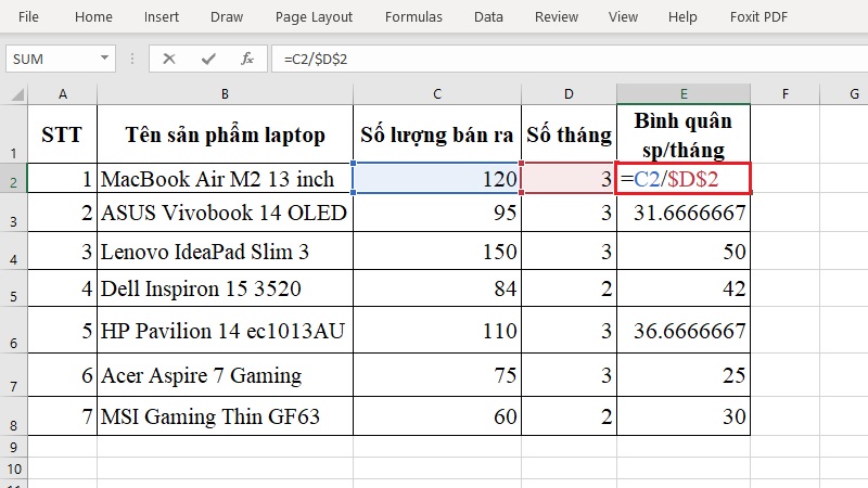 Đổi tham chiếu ô hoặc khóa mẫu số bằng phím F4 Đổi tham chiếu ô hoặc khóa mẫu số bằng phím F4