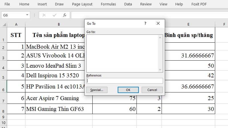 Hộp thoại Go To Special chọn Errors để tìm tất cả ô lỗi #DIV/0! trong Excel Hộp thoại Go To Special chọn Errors để tìm tất cả ô lỗi #DIV/0! trong Excel