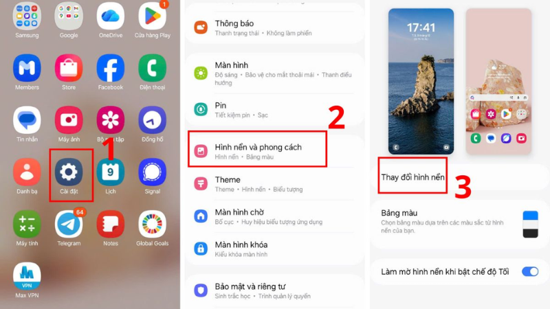 Đổi Hình Nền Qua Ứng Dụng Cài Đặt