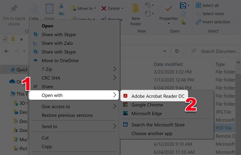 Chọn vào phần mềm Adobe Acrobat Reader DC