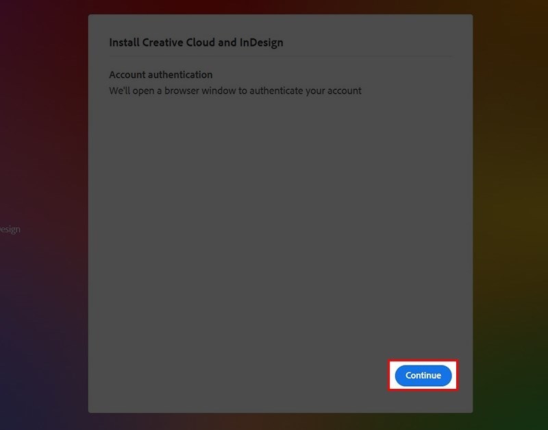 Chọn nút Continue