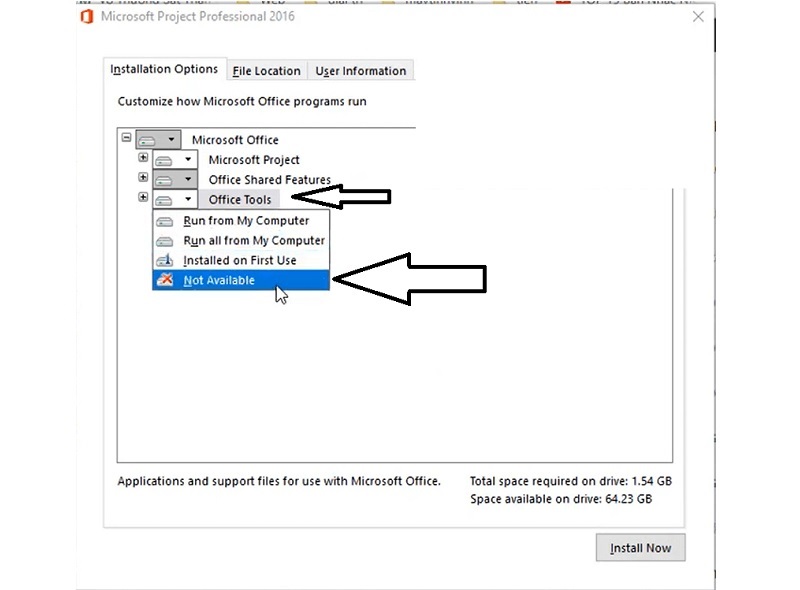Nhấn vào tùy chọn Not Available