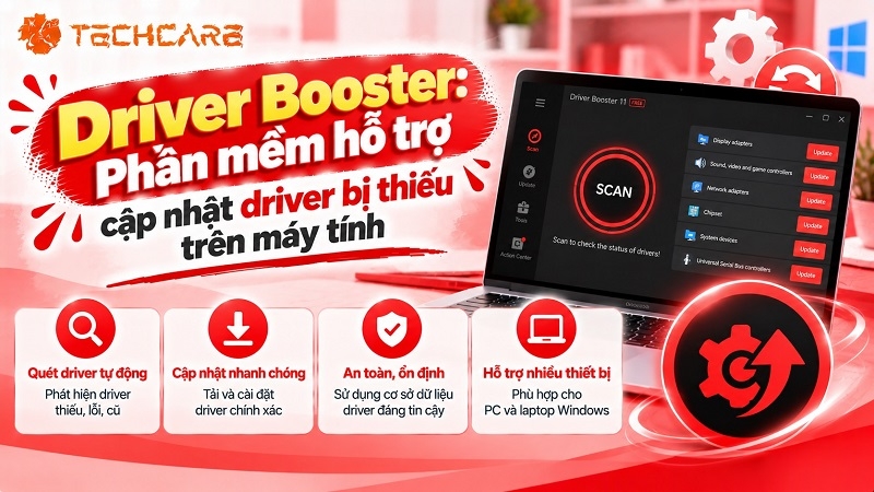 Driver Booster: Phần mềm hỗ trợ cập nhật driver bị thiếu trên máy tính