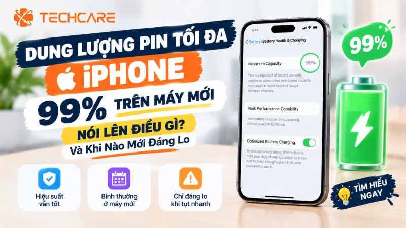 Dung Lượng Pin Tối Đa iPhone: Con Số 99% Trên Máy Mới Nói Lên Điều Gì Và Khi Nào Mới Đáng Lo
