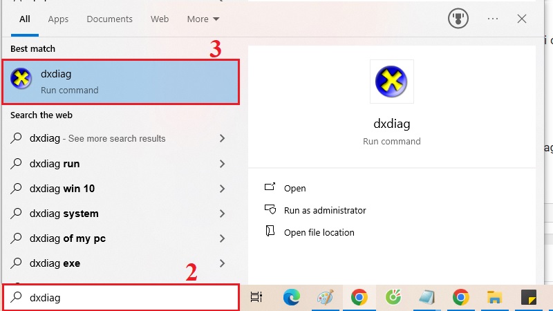 Tìm và mở DxDiag bằng Windows Search trên laptop Tìm và mở DxDiag bằng Windows Search trên laptop
