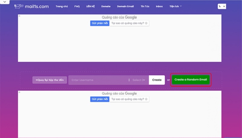 Nhấn vào nút Create a random email