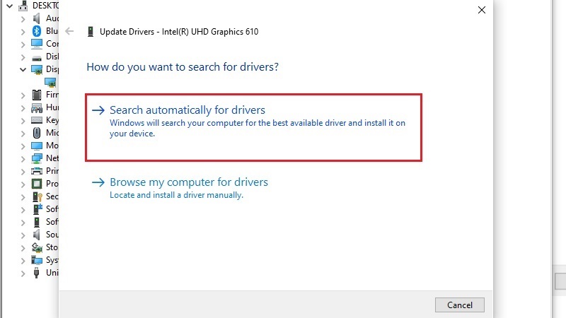 Cập nhật driver mạng bước 3 Cập nhật driver mạng bước 3