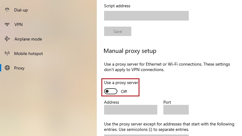 Tắt VPN hoặc Proxy bước 4