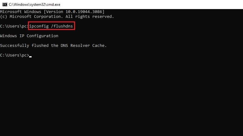 Đặt lại cấu hình mạng bằng Command Prompt bước 2