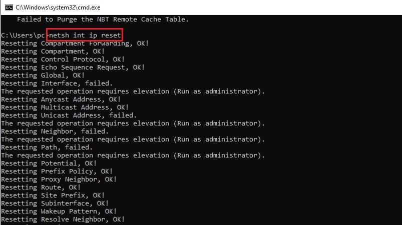 Đặt lại cấu hình mạng bằng Command Prompt bước 4