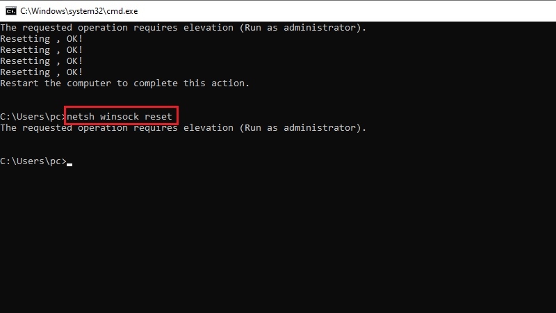 Đặt lại cấu hình mạng bằng Command Prompt bước 5