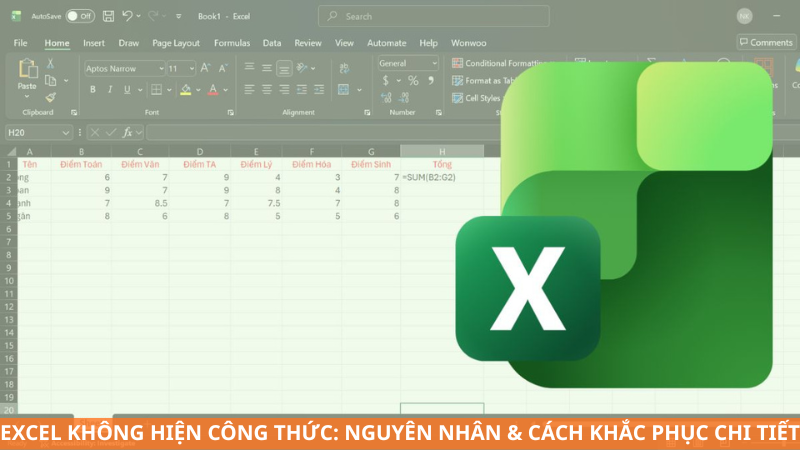 Excel không hiện công thức: Nguyên nhân & cách khắc phục chi tiết