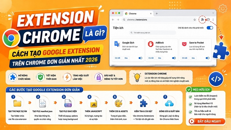 Extension Chrome là gì? Cách tạo Google Extension trên Chrome đơn giản nhất 2026