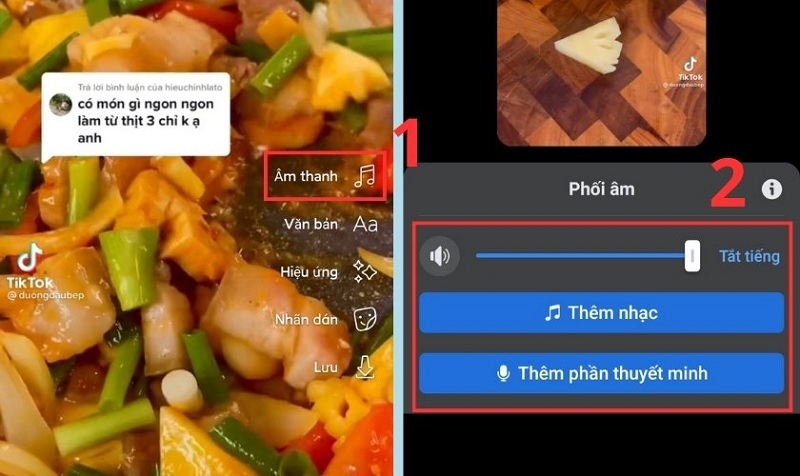 Chọn Âm thanh để thêm nhạc