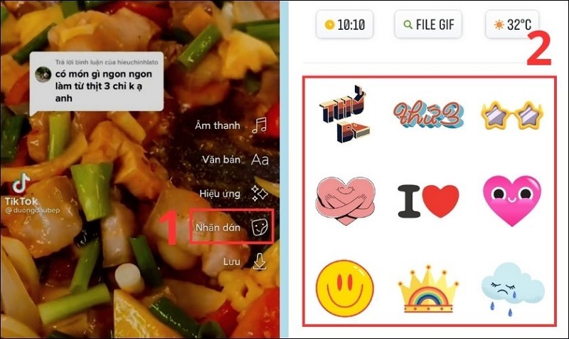 Tính năng Nhãn dán có rất nhiều sticker
