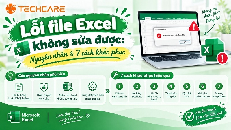 Lỗi file excel không sửa được: Nguyên nhân & 7 cách khắc phục