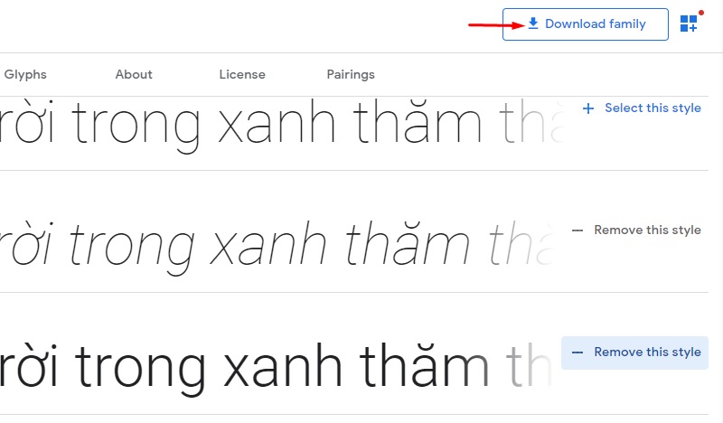 Nhấn vào Tải cả bộ nếu muốn lấy trọn bộ font