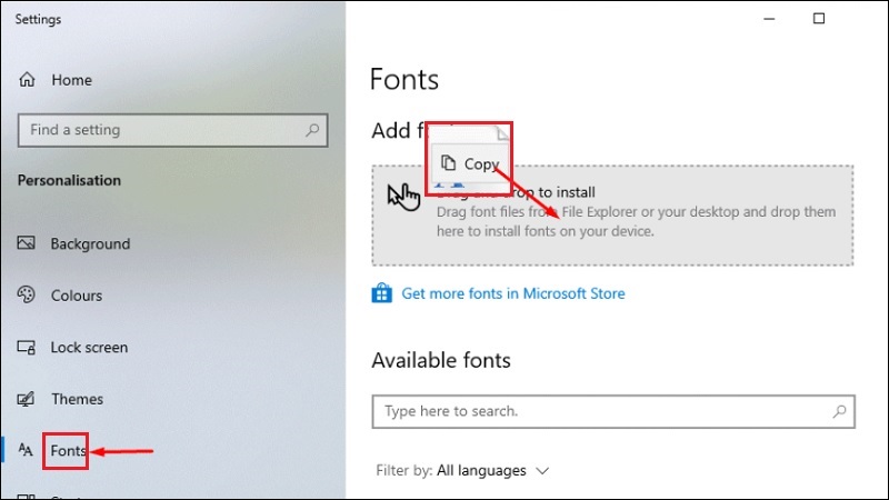 Cài đặt font chữ vào Windows 10 chỉ với một cú nhấp chuột bước 2