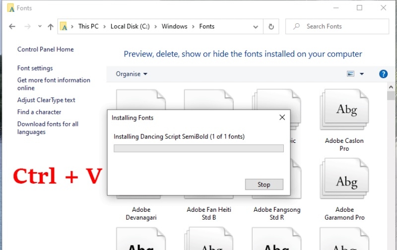 Cài đặt font chữ vào Windows 10 chỉ với một cú nhấp chuột bước 3