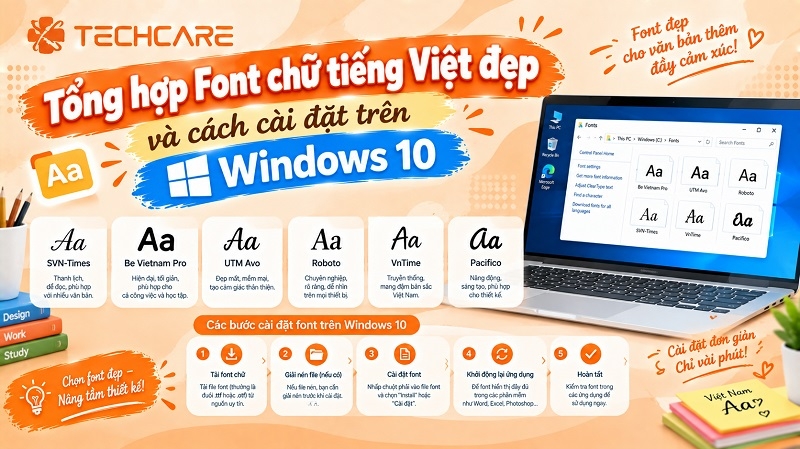 Tổng hợp Font chữ tiếng việt đẹp và cách cài đặt trên Windows 10