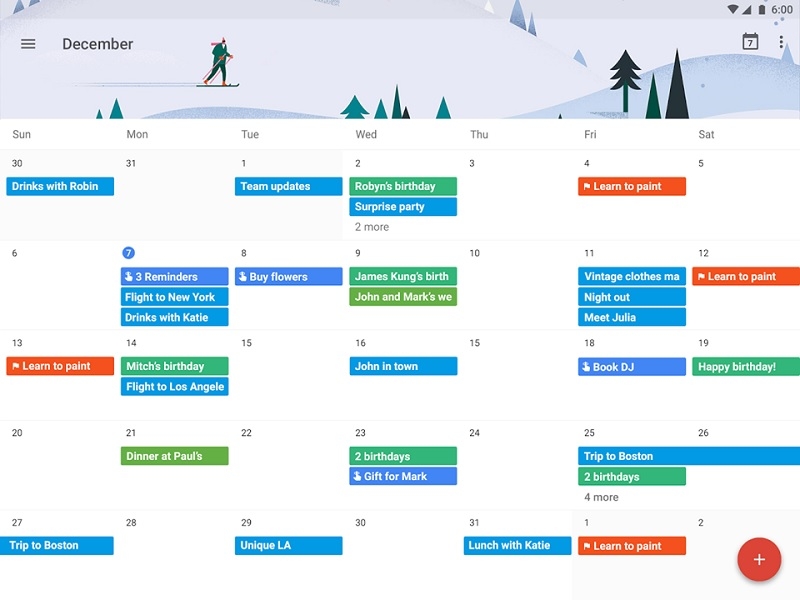 Giao diện chính của Google Calendar trên máy tính