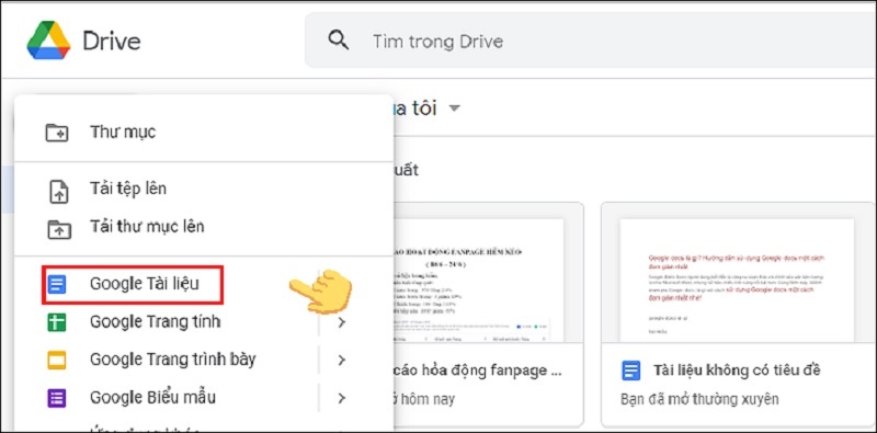 Chọn vào công cụ Google tài liệu