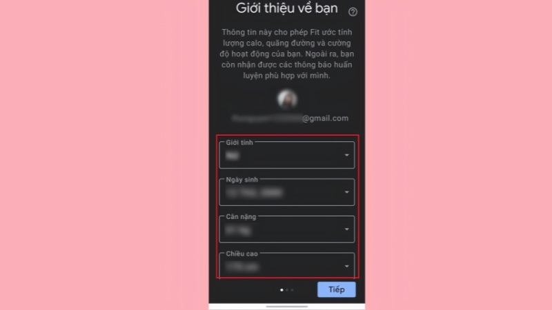 Điền thông tin cá nhân theo yêu cầu