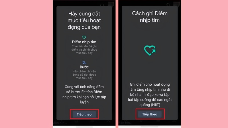 Màn hình thiết lập mục tiêu vận động hằng ngày