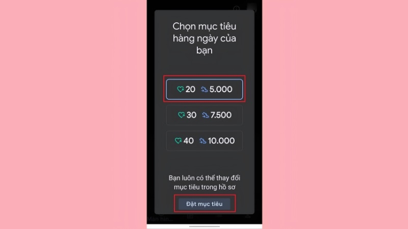 Theo dõi hoạt động hằng ngày trên app