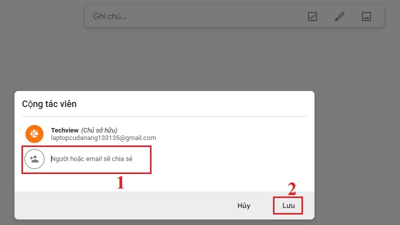 Chia sẻ ghi chú với người khác bước 2 Chia sẻ ghi chú với người khác bước 2