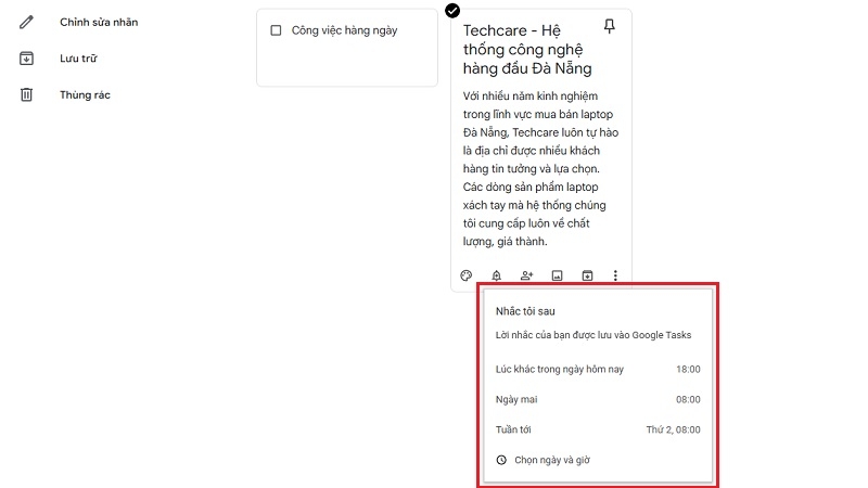 Thiết lập nhắc nhở theo giờ hoặc địa điểm bước 2 Thiết lập nhắc nhở theo giờ hoặc địa điểm bước 2