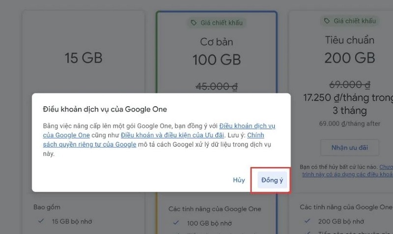 Nhấn vào nút Đồng ý
