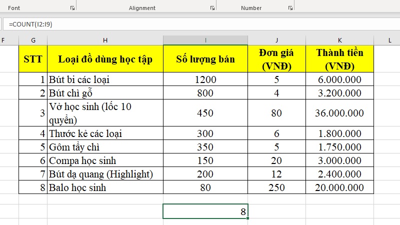 Kết quả trả về bằng 8 sau khi nhấn Enter Kết quả trả về bằng 8 sau khi nhấn Enter