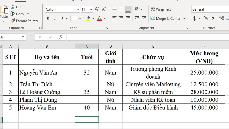 Các bước nhập công thức COUNTA trong ô tính Excel bước 2