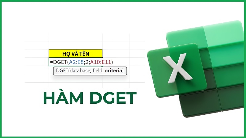 Hàm DGET trong Excel trả về họ tên theo mã khách hàng Hàm DGET trong Excel trả về họ tên theo mã khách hàng