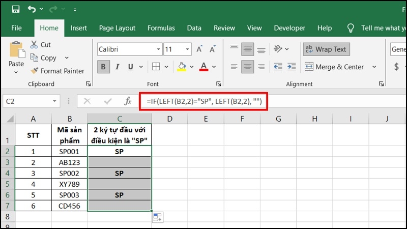 Ví dụ công thức LEFT kết hợp IF trong Excel Ví dụ công thức LEFT kết hợp IF trong Excel