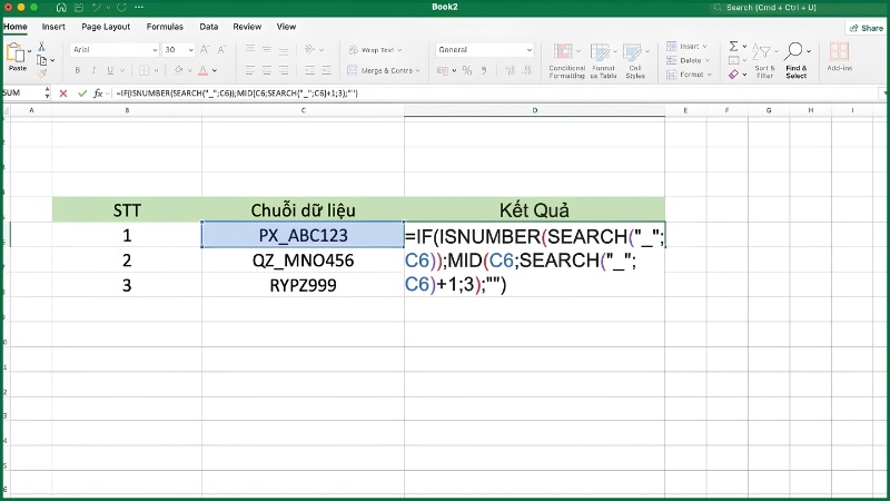 Ví dụ công thức MID kết hợp IF và SEARCH lấy ký tự ở giữa Ví dụ công thức MID kết hợp IF và SEARCH lấy ký tự ở giữa