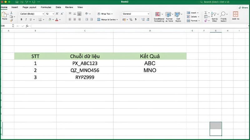 Kết quả của công thức MID kết hợp IF và SEARCH lấy ký tự ở giữa Kết quả của công thức MID kết hợp IF và SEARCH lấy ký tự ở giữa
