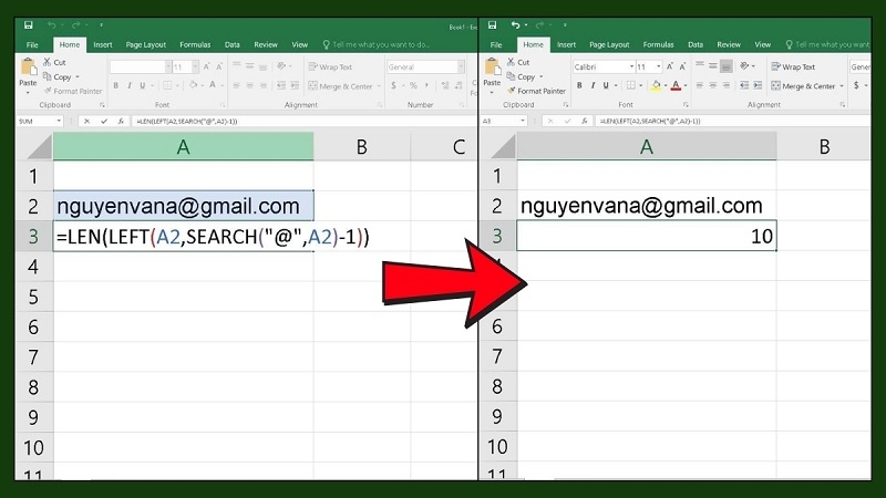 Đếm số ký tự trước một dấu hiệu, ví dụ trong địa chỉ email Đếm số ký tự trước một dấu hiệu, ví dụ trong địa chỉ email