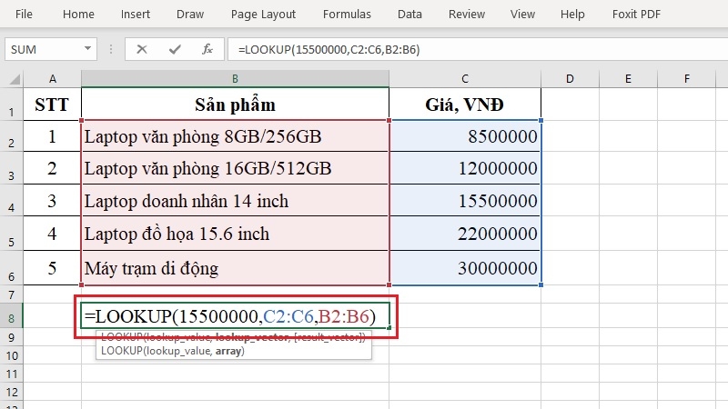 Cách dùng hàm LOOKUP trong Excel dạng Vector Cách dùng hàm LOOKUP trong Excel dạng Vector