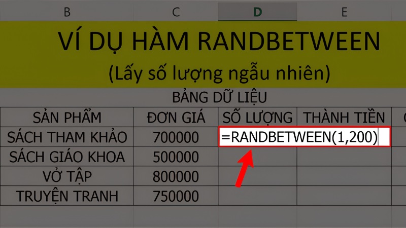 Hướng dẫn dùng hàm RANDBETWEEN bước 1 Hướng dẫn dùng hàm RANDBETWEEN bước 1