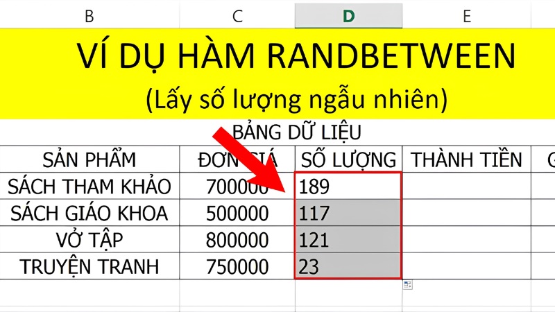 Hướng dẫn dùng hàm RANDBETWEEN bước 2 Hướng dẫn dùng hàm RANDBETWEEN bước 2