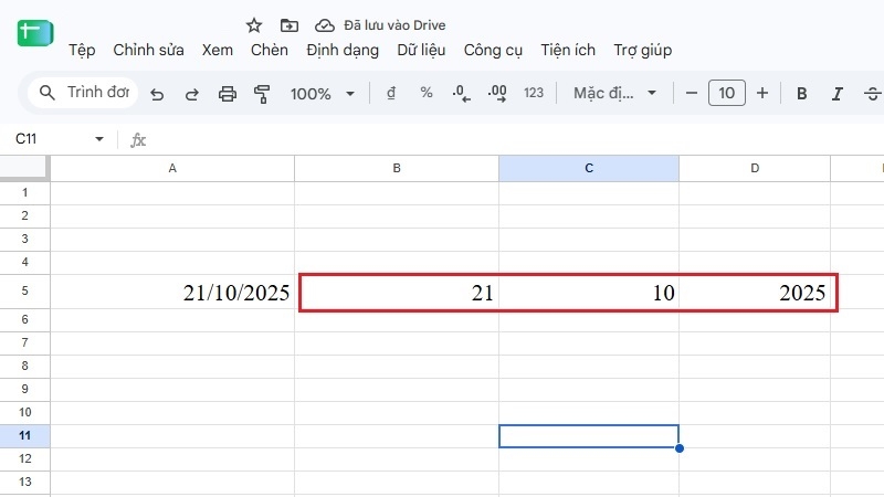Dùng hàm SPLIT với dấu gạch chéo để tách ngày tháng năm trong Google Sheet Dùng hàm SPLIT với dấu gạch chéo để tách ngày tháng năm trong Google Sheet